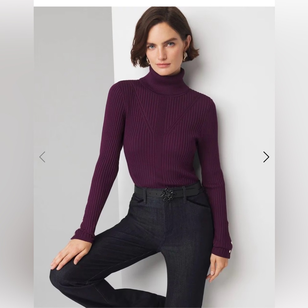 White House Black Market ribbed turtleneck sweater-  plum - small